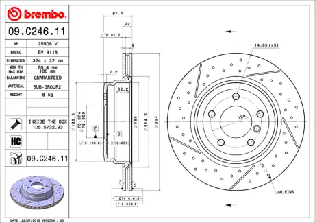 Гальмівний диск BREMBO 09C24611
