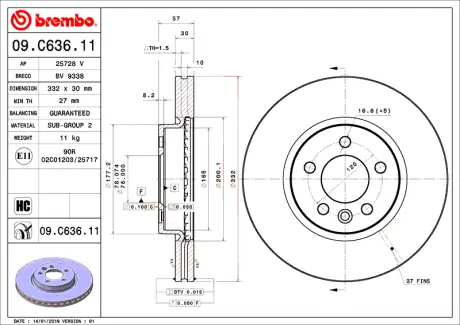 Диск BREMBO 09C63611