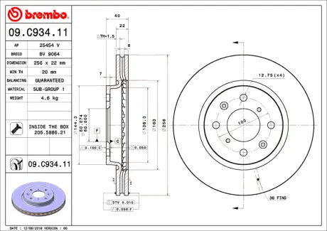 Диск BREMBO 09C93411
