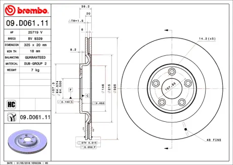Гальмівний диск BREMBO 09D06111