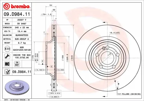 Гальмівні диски BREMBO 09D98411