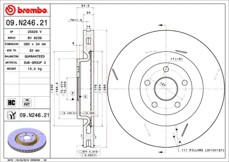 Гальмівний диск BREMBO 09N24621
