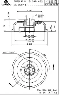 Барабан BREMBO 14316610