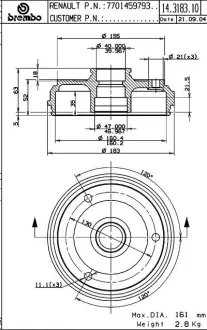 Барабан BREMBO 14318310