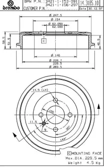 Барабан BREMBO 14318510