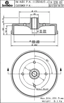 Барабан BREMBO 14322010