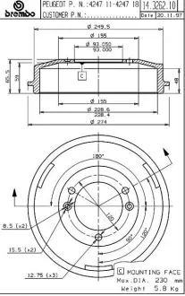 Барабан BREMBO 14326210