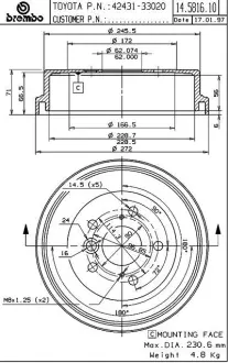 Барабан BREMBO 14581610
