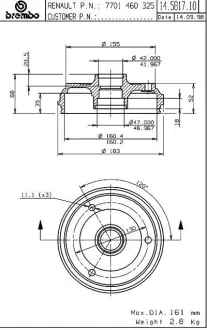Барабан BREMBO 14581710