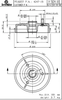 Барабан BREMBO 14582410