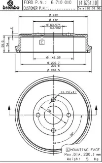 Барабан BREMBO 14676410