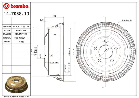 Барабан BREMBO 14708810