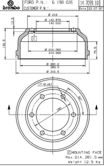 Барабан BREMBO 14709910