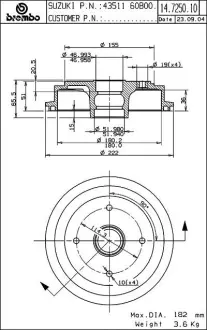Барабан BREMBO 14725010