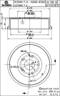 Барабан BREMBO 14774210