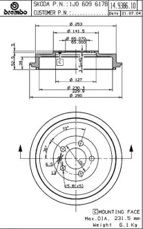 Гальмівний барабан BREMBO 14938610