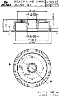 Барабан BREMBO 14942810