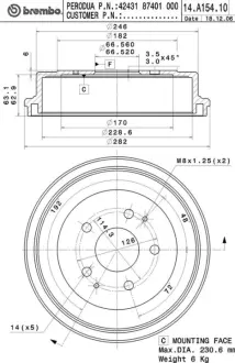 Барабан BREMBO 14A15410