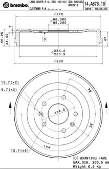 Барабан BREMBO 14A67810