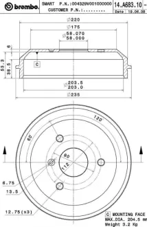 Барабан BREMBO 14A68310