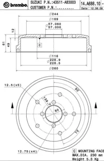 Барабан BREMBO 14A68810