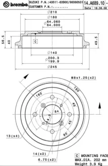 Барабан BREMBO 14A68910