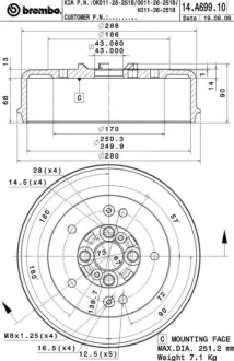 Барабан BREMBO 14A69910