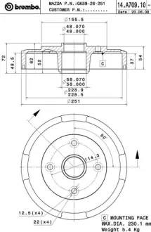 Барабан BREMBO 14A70910