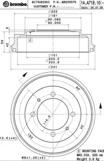 Барабан BREMBO 14A71810