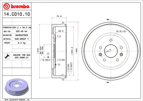 Барабан BREMBO 14C01010