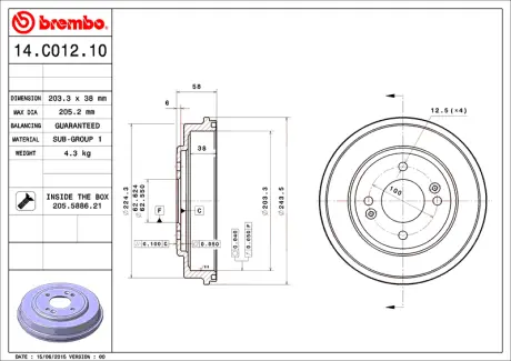 Барабан BREMBO 14C01210