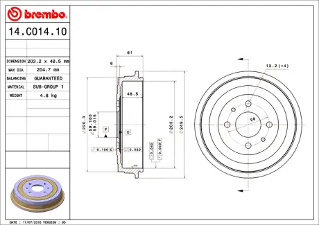 Барабан BREMBO 14C01410