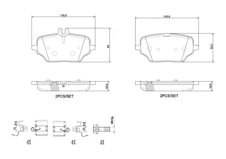 Гальмівні колодки дискові BREMBO P50 162