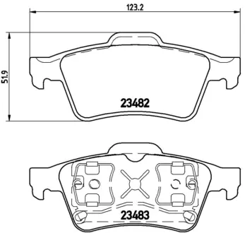 Колодка гальм. диск. RENAULT LAGUNA. MEGANE задн. (вир-во) BREMBO P59044