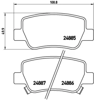 Колодка гальм. диск. TOYOTA AVENSIS-AVENSIS SW 1.6.1.8.2.0.2.0D-4D.2.2D-4D 09- задн. (вир-во) BREMBO P83112