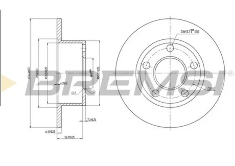 Гальмівний диск зад. Passat B5/Audi 100/A6 -05 (245x10) BREMSI CD6321S
