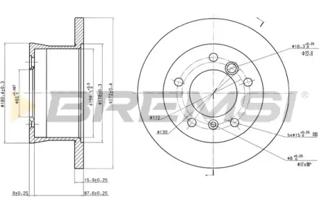 Гальмівний диск зад. Sprinter 308-316 96-06 16mm BREMSI CD6932S