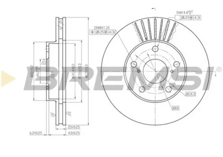 Гальмівний диск пер. RAV 4 01-05 BREMSI CD7216V
