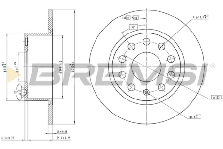 Гальмівний диск зад. Skoda Octavia III Combi 12-20 BREMSI CD7334S