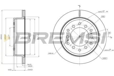 Гальмівний диск зад. Cruiser 300/80/90/Prado/Lexus GX 01-10 3.0-4.7 BREMSI CD8505V