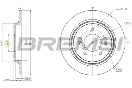 Гальмівний диск зад. KIA Optima 12- (284x10) BREMSI CD8604S