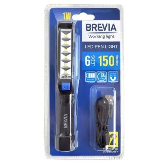 Ліхтарик інспекційний LED Pen Light 6SMD+1W LED, 150lm, 900mAh, microUSB, блістер Brevia BREVIA 11210