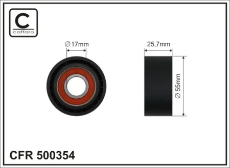 55x17x25,7 Ролик паска приводного Mercedes-Benz W205, S205, W222, V222 12- CAFFARO 500354