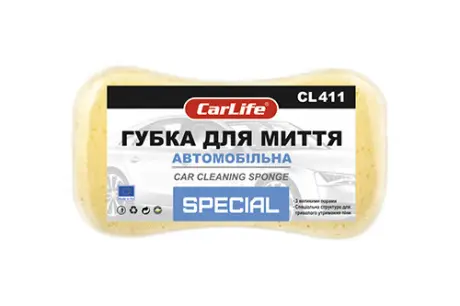 Губка для миття авто з вел.порами Special 220X120X60mm, жовта (10х10) CARLIFE CL-411
