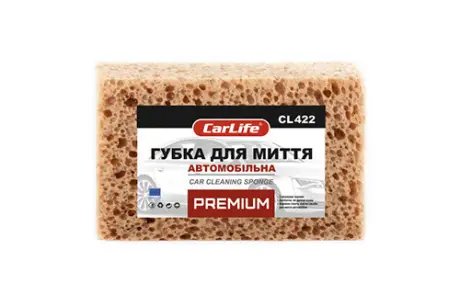 Губка для миття авто Premium з великими порами коричнева CARLIFE CL-422