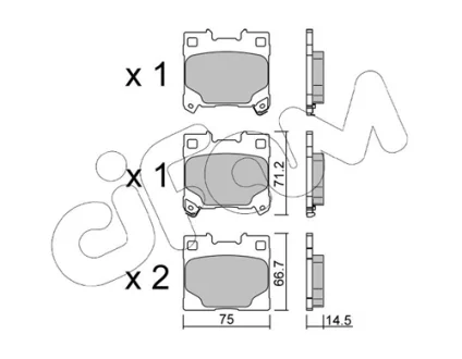 TOYOTA Комплект гальмівних колодок задні YARIS (_P21_, _PA1_, _PH1_) 1.6 GR 4WD (GXPA16) 20- CIFAM 82212890