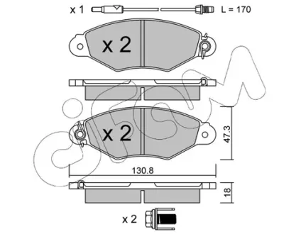 Гальмівні колодки пер. Kangoo 97-08 (Bosch) (з датчиком) CIFAM 8222531