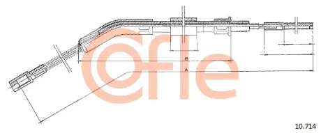 Трос ручника VW Polo (10>) SK Fabia SE Ibiza (09>) L=1592m барабан COFLE 10.714