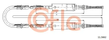 Трос ручного гальма Ford Transit 91- (всі авто з спаркою) 2730/2x940+231 COFLE 11.5662