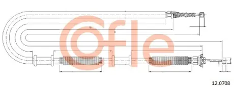 Трос ручного гальма зад. правий Fiat Doblo 1.2-1.9 JTD 01- COFLE 12.0708